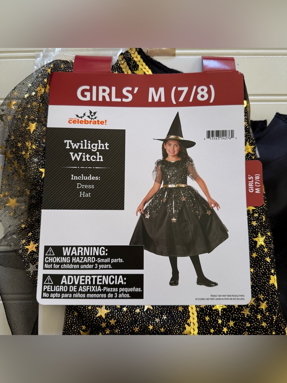 NEW! Twilight Witch Dress & Hat Girls Halloween Costume Size Medium 7-8 Dress Up